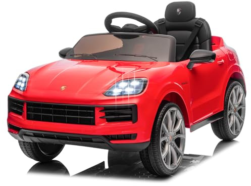 LALAHO Kinder Elektroauto 12V Kinderauto Elektrisch 2,4G-Fernbedienung, Elektrofahrzeuge 2-türig mit MP3, Musik, Hupe, LED-Leuchten (Rot)