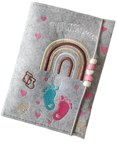 Funda de fieltro alemana para certificado de maternidad con imágenes de cheques para tarjeta de seguro de hospital, recién nacidos, documentos, cartera, accesorio para libro de recuerdos de bebé