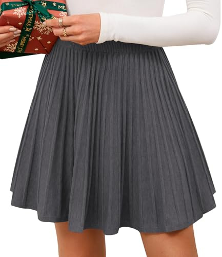 Adigaber Gonne Mini da Donna Vita Alta Gonna a Pieghe in Maglia Linea A Gonna Invernale Elastico in Vita