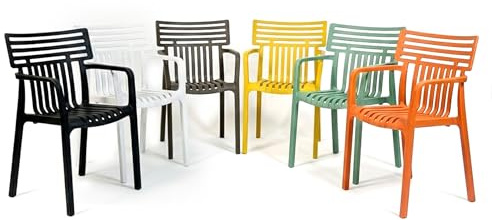 Floordirekt Gartenstuhl Sitwell mit Armlehnen – stapelbarer Designstuhl, schwarz, wetterfest & UV-beständig, belastbar bis 200 kg, für Balkon, Terrasse & Garten