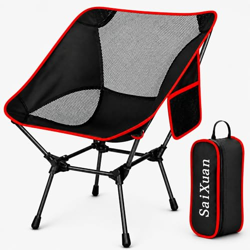 SaiXuan Sedia da Campeggio Pieghevole Portatile fino a 1 20 kg, Moon Chair Outdoor in Oxford 900D con Tasca Laterale e Borsa da Trasporto, per Spiaggia Pesca Picnic Giardino