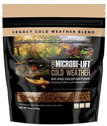 MICROBE-LIFT MLLWGSM Cold Weather Floating Fish Food Pellets with Wheat Germ for Ponds, Water Gardens, and Fountains, for Live Goldfish and Koi, 12 Ounces