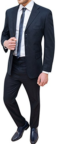Abito Completo Uomo Sartoriale in Lino Blu Scuro Vestito Elegante Cerimonia (50)