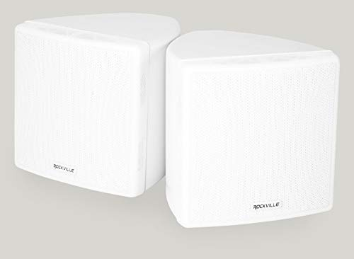 Rockville Pair Cube 70V White Commercial Speakers, 6W/3W/1.5W Tap Options, Swivel Mount, 2-Way Sound, for Restaurants and Offices