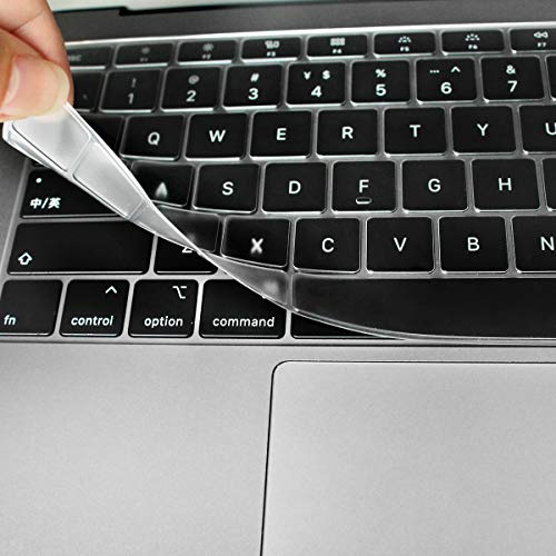 Se7enline Ultra Thin TPU Keyboard Cover for MacBook Air 13 Inch 2023 2022 2021 2020 (Compatible with Model: A2337/A2179, UK Layout) Touch ID Keyboard Protector Protective Skin, Transparent/Clear