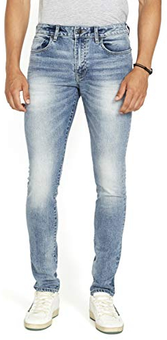 Buffalo Jeans Skinny Max da Uomo David Bitton Max Skinny Denim Jeans, Whiskered And Contrasted Indigo, 27W x 32L