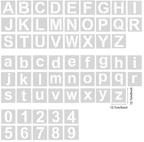 Jagowa 62 Pcs Numbers and Letters Stencils, Reusable Letters Numbers Template for DIY Drawing, Art Craft,4 Inches