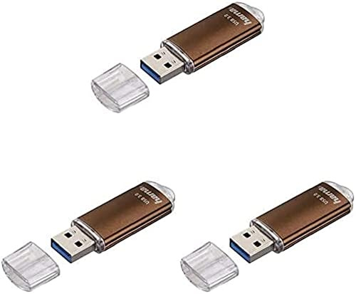 Hama 32GB USB-Stick USB 3.0 Datenstick (70 MB/s Datentransfer, mit Öse zur Befestigung am Schlüsselring, Speicherstick, Memory Stick mit Verschlusskappe, z. B. für Windows/MacBook) Bronze, 3er Pack