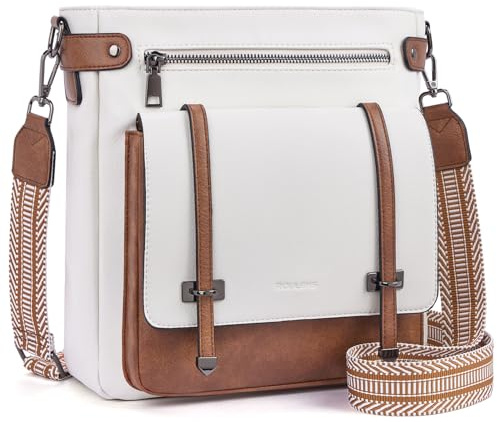 Roulens Crossbody Bags for Women,Multi Pocket Crossbody Purses Vegan Leather Shoulder Handbags Travel Purse Adjustable Strap