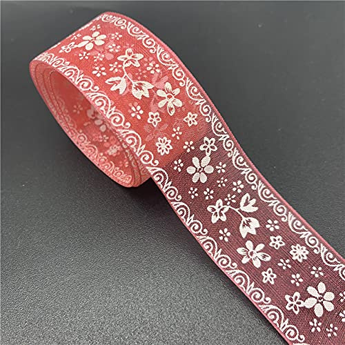 Sömnadsband, band, sömnadsband, satinband, 5 yards 25 mm färgglatt organzaband Tryckta blomband for rosettbröllop Juldekoration Gör-det-själv-sömnadshantverk (Färg: 1) (Size : 11)