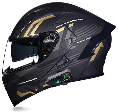 Bluetooth Casco da Moto Modulare, Caschi Integrati con Doppia Visiera, Certificazione ECER22-06, Caschi Apribile Casco Moto per Uomo Donna Scooter Adulto