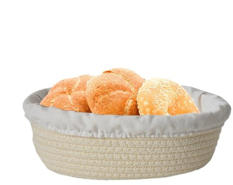 Gärkörbchen - Walfos® Rundes gärkorb zum brotbacken-Set, 100% natürlichem Rattan, inklusive Bäckermesser, Pinsel,Brot Gabel und Leinenbezug, Brot Gärkörbchen aus Naturrattan zum Brot backen, Brotkörbc