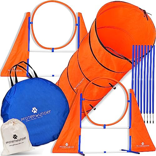 PfotenWunder® 10x Slalomstangen, Profi-Agility-Slalom-Set groß, Sport für kleine & große Hunde-Training Cavaletti Parcour Zubehör
