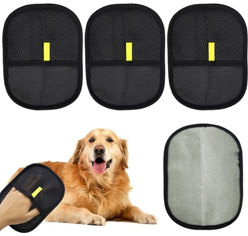 OMJMYY 4 Pezzi Guanto Rimozione Peli Animali Magnetico Double-Sided Pet Grooming Gloves Guanti Rimuovi Peli Animali per Cani e Gatti Reusable Pet Hair Remover for Clothes Sofas Carpets Letti Vestiti