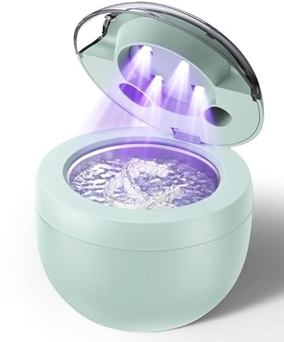 Ultraschallreinigungsgerät, Opilea 45kHz Halterungsreiniger Maschine, 4 Modes Ultrasonic Cleaner for Zahnersatz, Retainer, Aligner, Prothesen, Zahnbürstenkopf, Schmuck Grüner