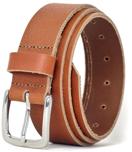 Ashford Ridge 35mm Real Leather Belt - Made in Dorset, England - Mens - Womens - Unisex for Jeans and Trousers - Tan Large (Nickel Free)