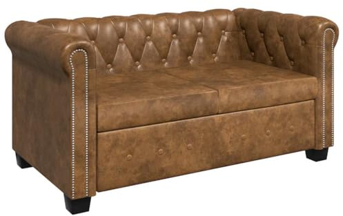 vidaXL Sofá Chesterfield 2 plazas de cuero artificial marrón