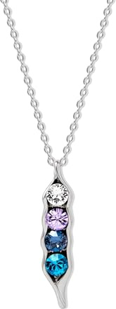 EVE'S ADDICTION Personalized Birthstone 4 Peas in a Pod Necklace (16 chain) - Silver Tone Birthstone Necklace - Pea Pod Jewelry - Gift for Grandma - Gifts for Mom