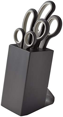 Judge Set of 3 Scissors with Scissor Block, Right Handed Scissors with Soft Grip Handles and Stainless Steel Blades, 6cm, 8cm and 10cm, Dishwasher Safe