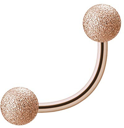 Treuheld® | 1,2mm x 8mm Piercing Banane | Kugeln 4mm | Chirurgenstahl 316L | Roségold | Curved Barbell/gebogener Stab für Augenbraue, Bauchnabel