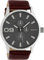 Oozoo Herrenuhr Chrono Look mit Lederband 48 MM Silber/Rotbraun C10348