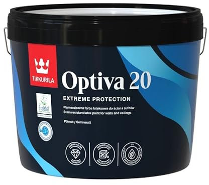 TIKKURILA Optiva 20 - Durable Eggshell Semi Matt Paint For Walls & Ceilings - Zero VOC, Scrubbable, Easy To Clean - 3 Litres