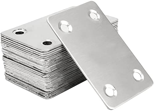 ZOENHOU 30 piastre in metallo da 60 x 38 mm, staffa di supporto dritta piatta in acciaio inossidabile con 120 viti, piastra di giunzione per riparare riparazione mobili