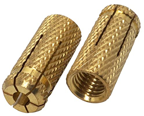 SKIR'CO (4 Stück) Messing Drop in Anker M14 x 42 mm, Bolzenhülse, Spreizwanddübel, Mauerwerk Betonanker