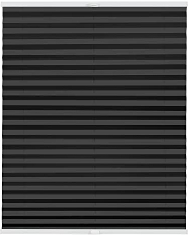 Lichtblick Plissee Klemmfix nach Maß, ohne Bohren, verspannt, Hitzeschutz, Blickdicht, Made in Germany, Thermoplissee - Schwarz 80 cm x 130 cm (B x L)