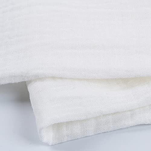 EDGEAM Tessuto di cotone mussola double gauze, larghezza 135 cm, tessuto di mussola in cotone al metro (bianco, taglio a scelta a partire da 100 cm)