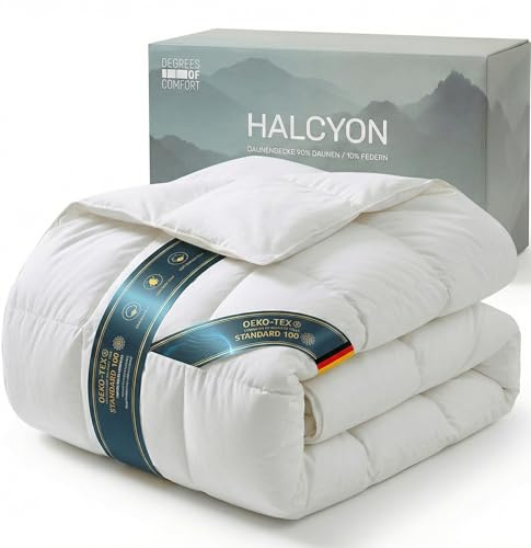 Degrees of Comfort Daunendecke 135x200 cm aus 90% Daunen und 10% Federn, Winterdecke, Bezug aus 100% Baumwolle, Füllgewicht: 890 gr Allergikergeeignet, Öko-Tex 100 Zertifiziert, Downpass