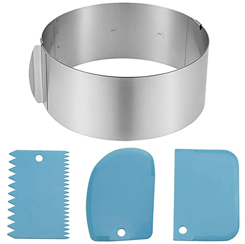 Acfthepiey Teglia da forno estensibile, set da 4 pezzi, accessori da forno in acciaio , per torte, rotondo regolabile