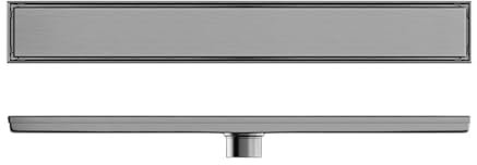 NJDQFA 2 in 1 Canalina Scarico Doccia con Filtro per Capelli,Scarico Doccia A Pavimento Piastrellabile Pannello,Scarico A Pavimento,Brushed,8.5 * 60cm