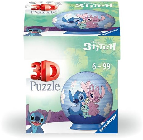 Ravensburger - Puzzle 3D Niños Disney Angel y Stich | Puzzles 3D para Niños De 6 Años O Más | Maquetas para Montar De 55 Piezas | Regalo Niño 6 Años O Más