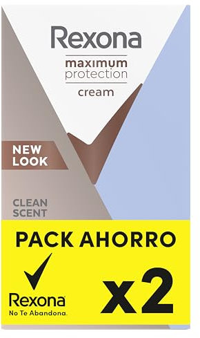 Rexona Maximum Protection Deodorante crema antitraspirante da donna, Soft Solid Clean Scent, 45 ml x 2