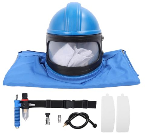 Casco de Chorro Profesional con Tapa de Campana, Alimentación de Aire Segura y de Temperatura para Pulverizar, Cortar y Triturar Pintura