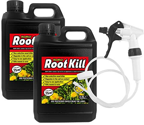 Weedblast Rootkill Weedkiller 2 x 2.5 Litre, Glyphosate Weed Killer, Long Hose Trigger