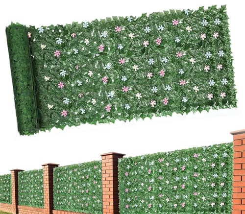 Protección visual para balcón, protección visual contra el viento, revestimiento para balcón, terraza, valla – 300 x 100 cm, hiedra artificial