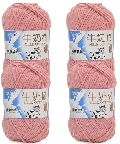 4 hilos de ganchillo de 50 g, hilo de algodón con leche, hilo suave para tejer a mano, para manualidades, mantas de bebé, bufandas, manualidades, 4 unidades