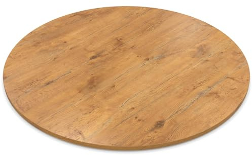 AUPROTEC Tischplatte 19mm rund Ø 900 mm Pale Lancelot Oak Holzplatte melaminharzbeschichtet Spanplatte mit Umleimer ABS Kante Auswahl: 90 cm