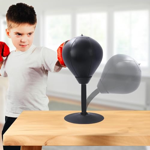 STFALI punching ball, punching ball da tavolo con molle, ventosa per lo scarico di stress per il capo, i colleghi, gli amici, 18x17,5x37 cm. (senza motivo)
