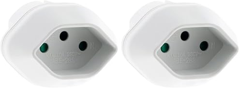 Zenitech - Adaptador de Enchufe de Viaje de Suiza a Francia/UE - Enchufe Macho de Francia/UE a Enchufe Hembra Suizo - Blanco (Paquete de 2)