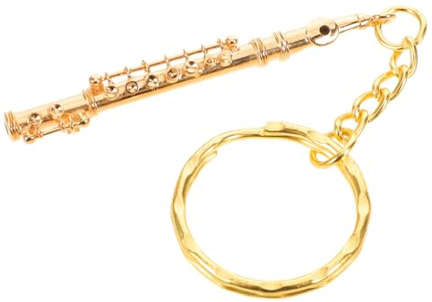 iplusmile Porte-Clés Flûte en Métal Doré Mini Porte-Clés Musical Vintage Breloque Instrument de Musique pour Fête et Paquet à Main Accessoire Présent Amateur de Musique Décoration Rétro