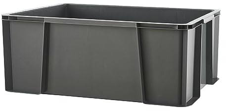 SUNDIS Master Box, bac de rangement 27L en plastique recyclé, robuste et renforcé, parois droites, superposable et combinable, idéal pour l’atelier, le bricolage ou le transport