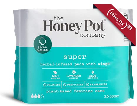 THE HONEY POT - Super Herbal Pads with Wings - 16 Count