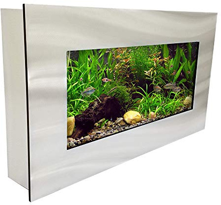 Aussie Aquariums AA-MINIVIEW-BSILVER 2.0 Wall Mounted Aquarium, Brushed Silver