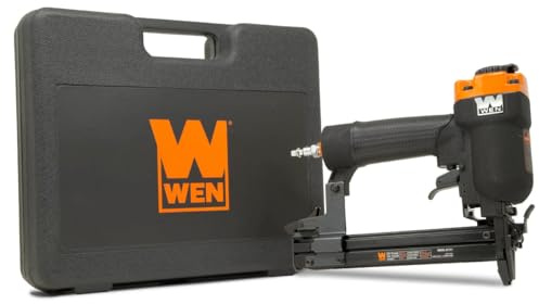 WEN 61711 18-Gauge 3/8-Inch to 1-Inch Air-Powered 1/4-Inch Narrow Crown Pneumatic Stapler , Black