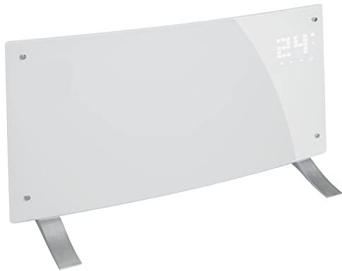 KLARSTEIN Bornholm Curved Smart - radiateur convecteur, écran tactile LED, minuterie, contrôle par appli, 1000 et 2000 W, thermostat 5-45 ° C, affichage de la température, mode éco - blanc