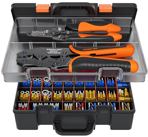 SOMELINE Crimpadora Terminales Cables Electricos, Pinza Crimpadora Terminales Eléctricos,39 tipos 0,34–6 mm², Alicates Electricista, Herramientas Electricista,Alicates de Terminales