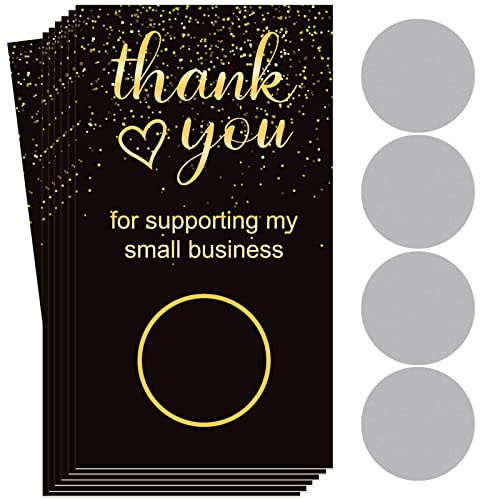 120 Pieces Scratch Off Cards for Small Business Thank You Gift Certificates Loyalty Scratch Cards and Stickers Personalized Blank Gift for Small Business Purchase (Glitter Style)